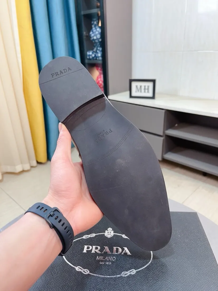 Men's shoes 💰540🌹🌹【PRADA Leather Shoes】Top purchasing agent Original imported Italian custom cowhide leather surface, fully imported water-dyed breathable cowhide lining, original factory special molded sole super comfortable, size: 38-44